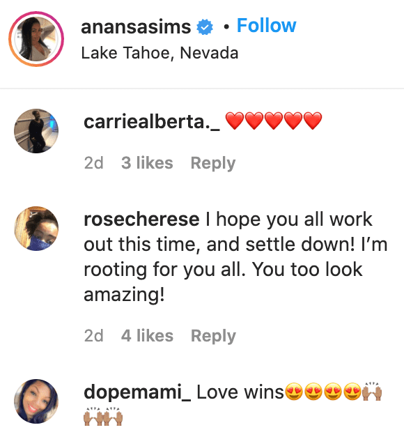 Fans' comments on Anansa Sims's photo. | Source: Instagram/anansasims