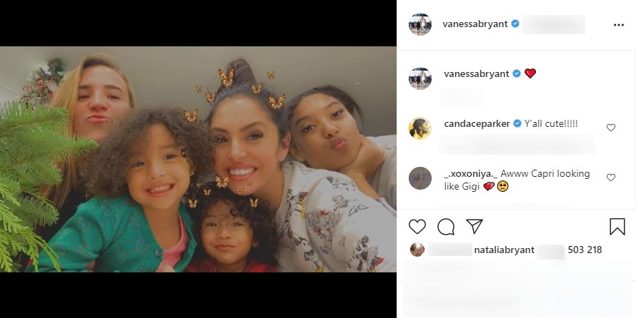Vanessa Bryant, wife to late Kobe Bryant, posing for pictures with her daughters and a family friend. | Photo: Instagram/vanessabryant