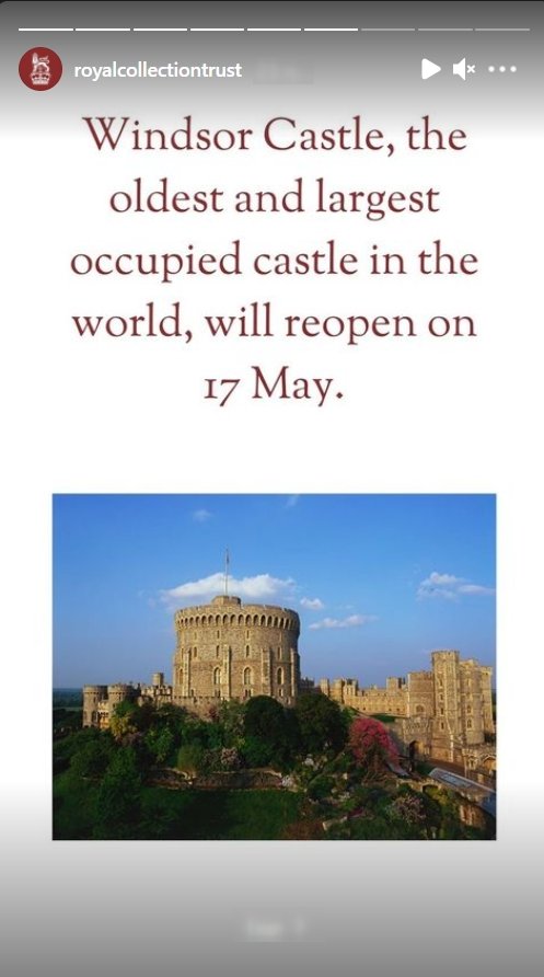 A screenshot of the announcement of Windsor Castle's reopening | Photo: Instagram.com/royalcollectiontrust