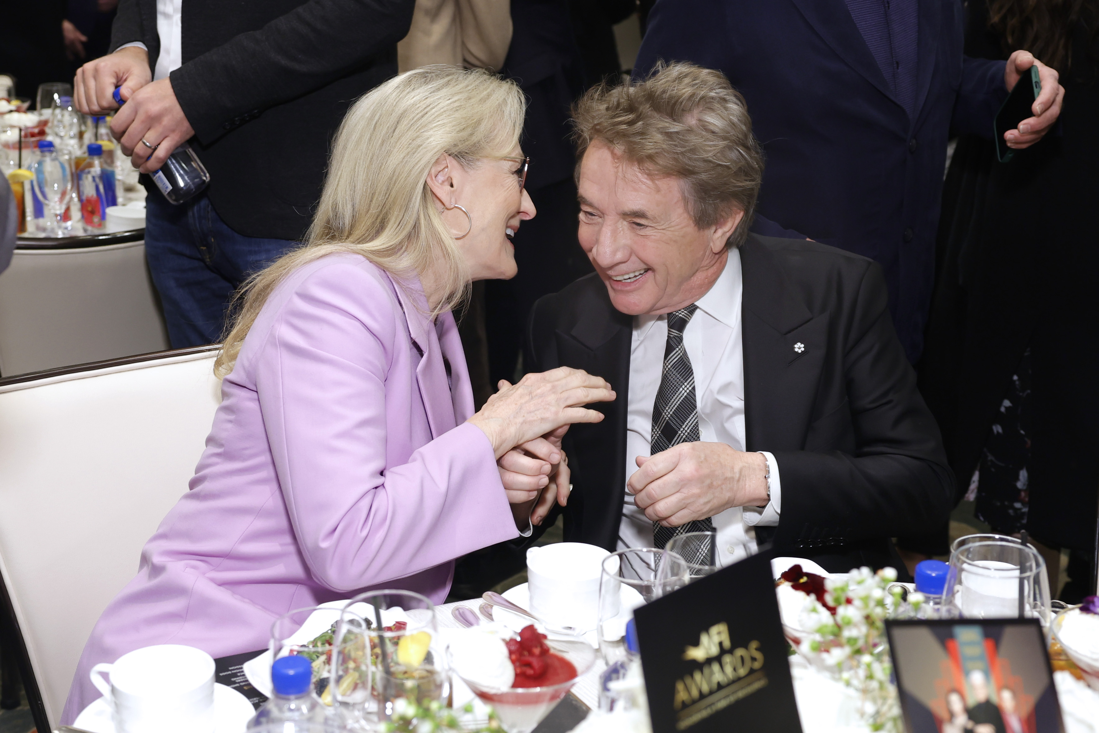 Meryl Streep and Martin Short with FIJI Water at The AFI Awards Luncheon at Four Seasons Hotel Los Angeles at Beverly Hills in Los Angeles, California, on January 12, 2024. | Source: Getty Images