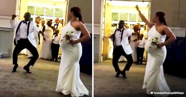 Heavily pregnant bride sets the dance floor on fire with her moves on her wedding day