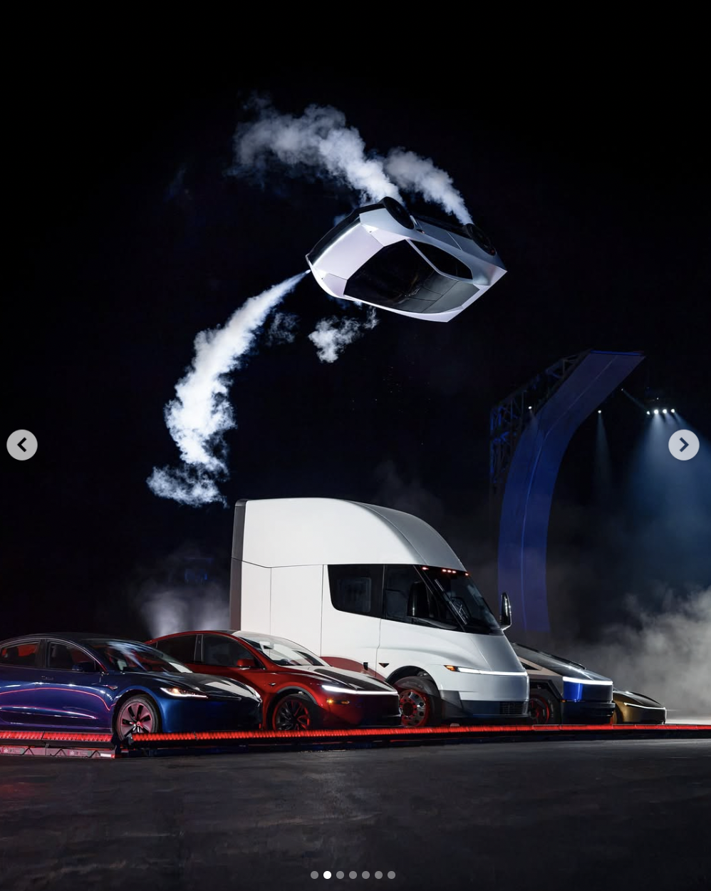 The Roadster jumping over a truck and upside down | Source: Instagram/teslamotors