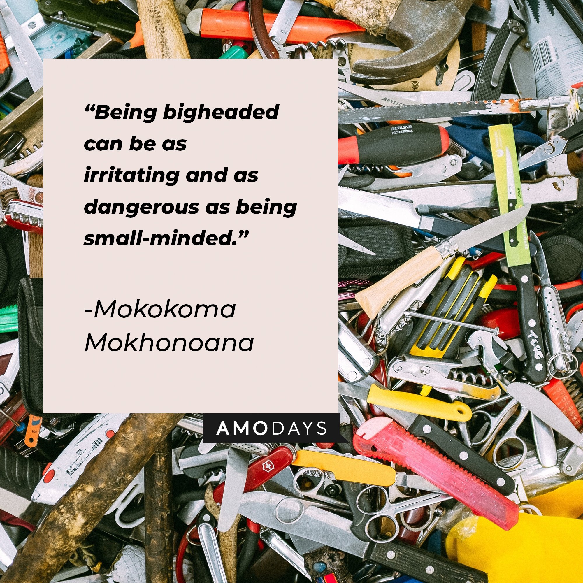 Mokokoma Mokhonoana's quote: "Being bigheaded can be as irritating and as dangerous as being small-minded." | Image: AmoDays