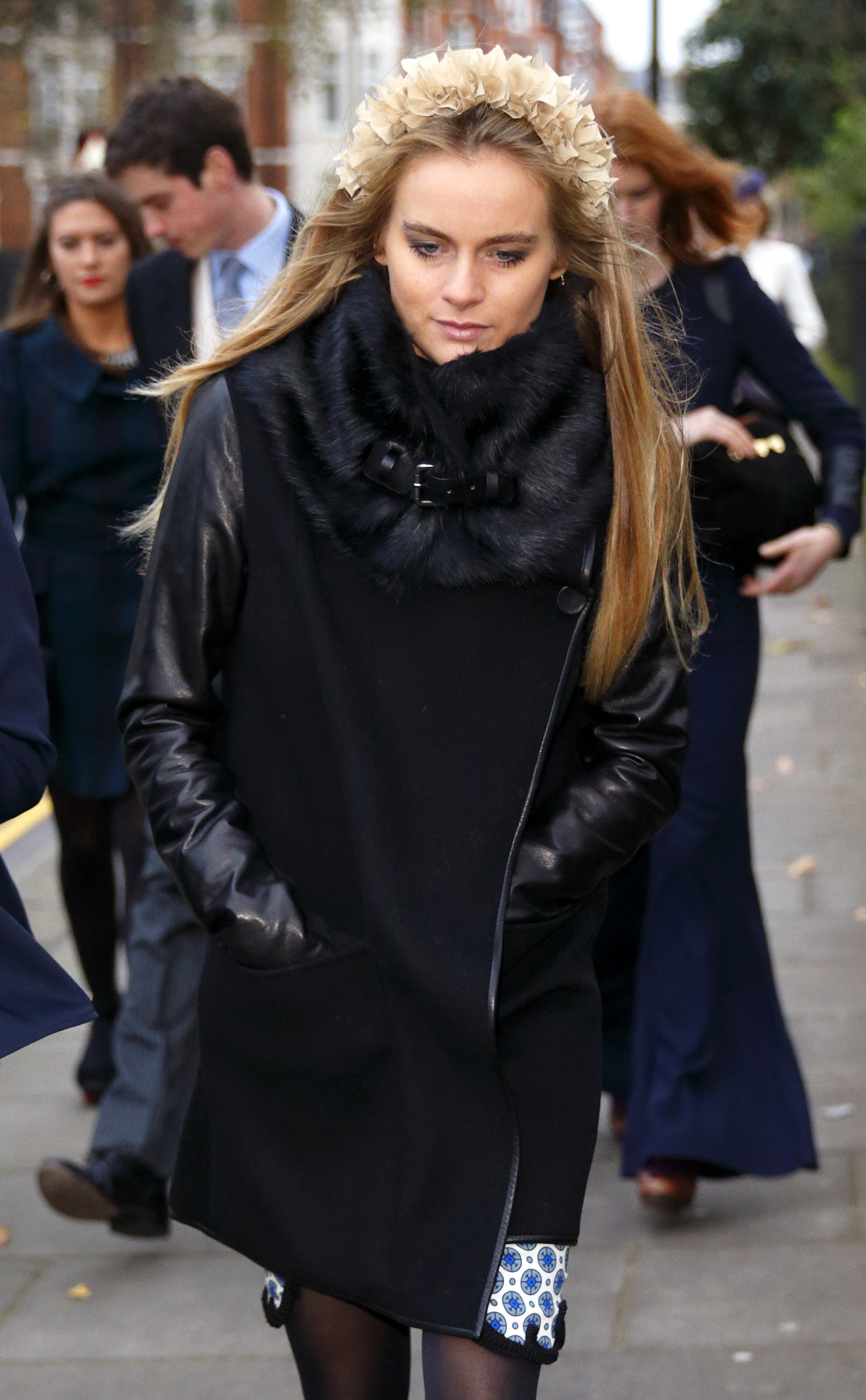 Cressida Bonas attends the wedding of Jake Warren and Zoe Stewart in the Wren Chapel at the Royal Hospital Chelsea on December 14, 2013 in London, England. | Source: Getty Images