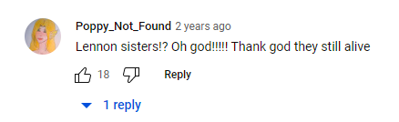 A comment showing gratitude that The Lennon Sisters are still around posted on YouTube on October 8, 2019 | Source: Youtube.com/KMOV St. Louis