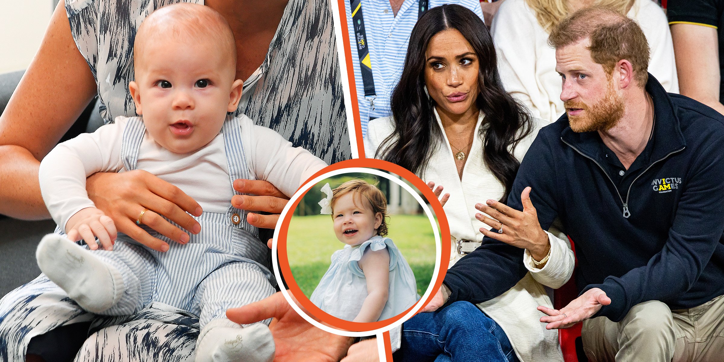 Meghan Markle and Archie | Lilibet | Meghan Markle and Prince Harry | Source: Twitter.com/misanharriman | Getty Images