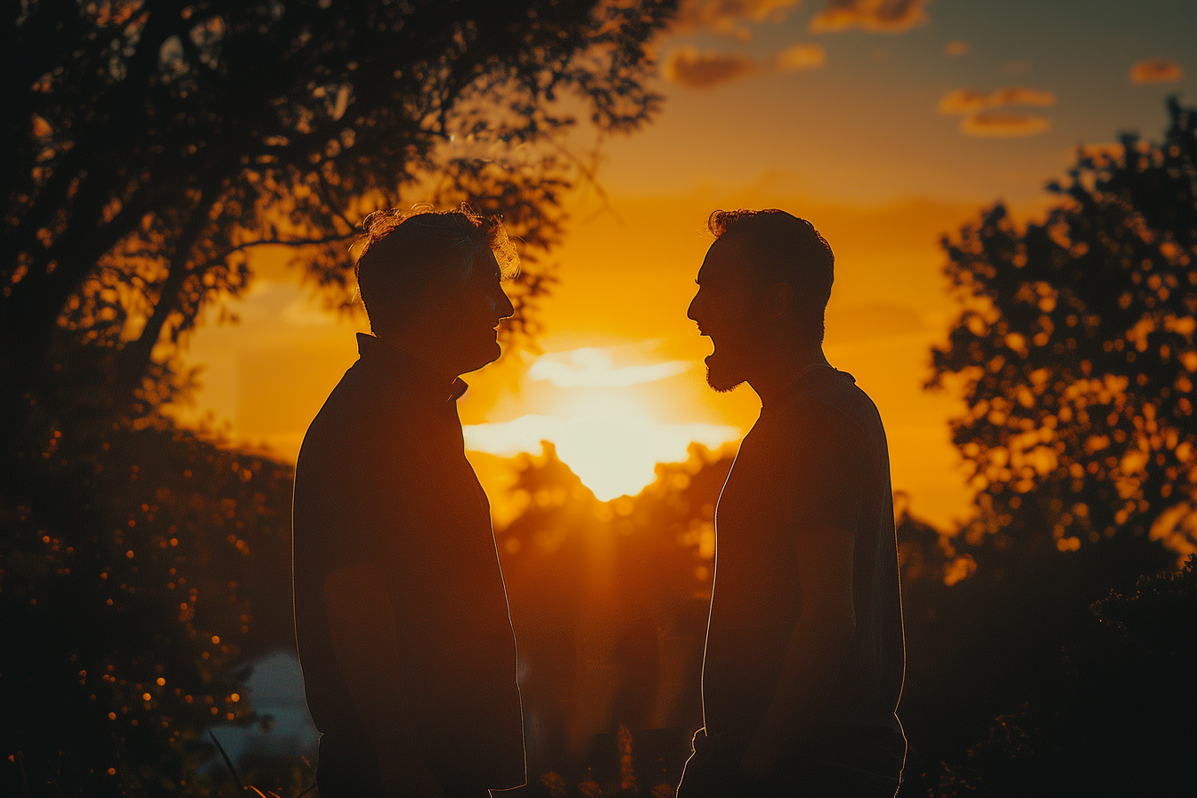 Silhouette of two men arguing | Source: Midjourney