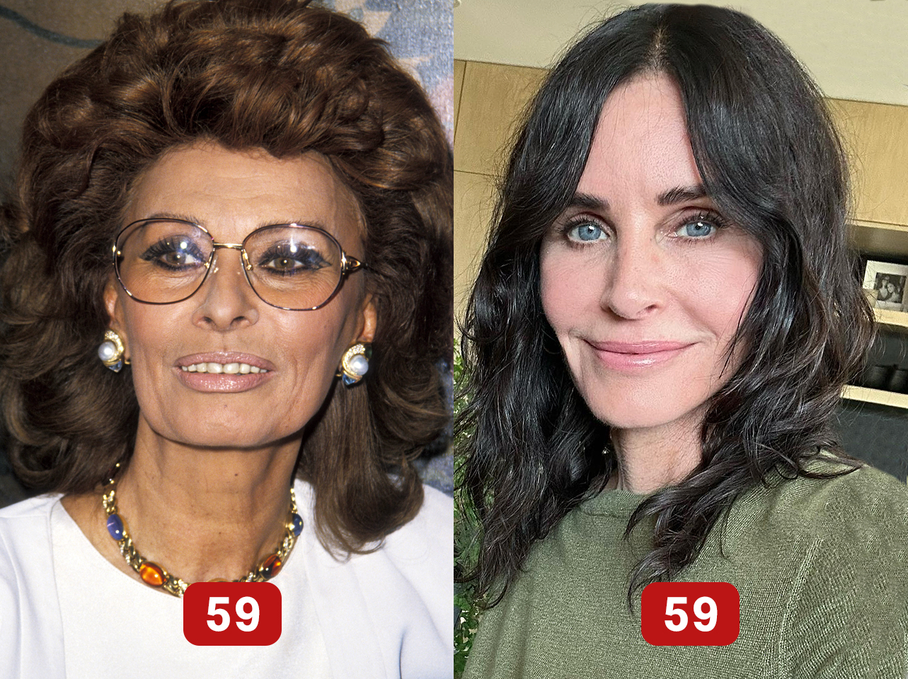 Sophia Loren | Courteney Cox | Source: Getty Images | Instagram/courteneycoxofficial/