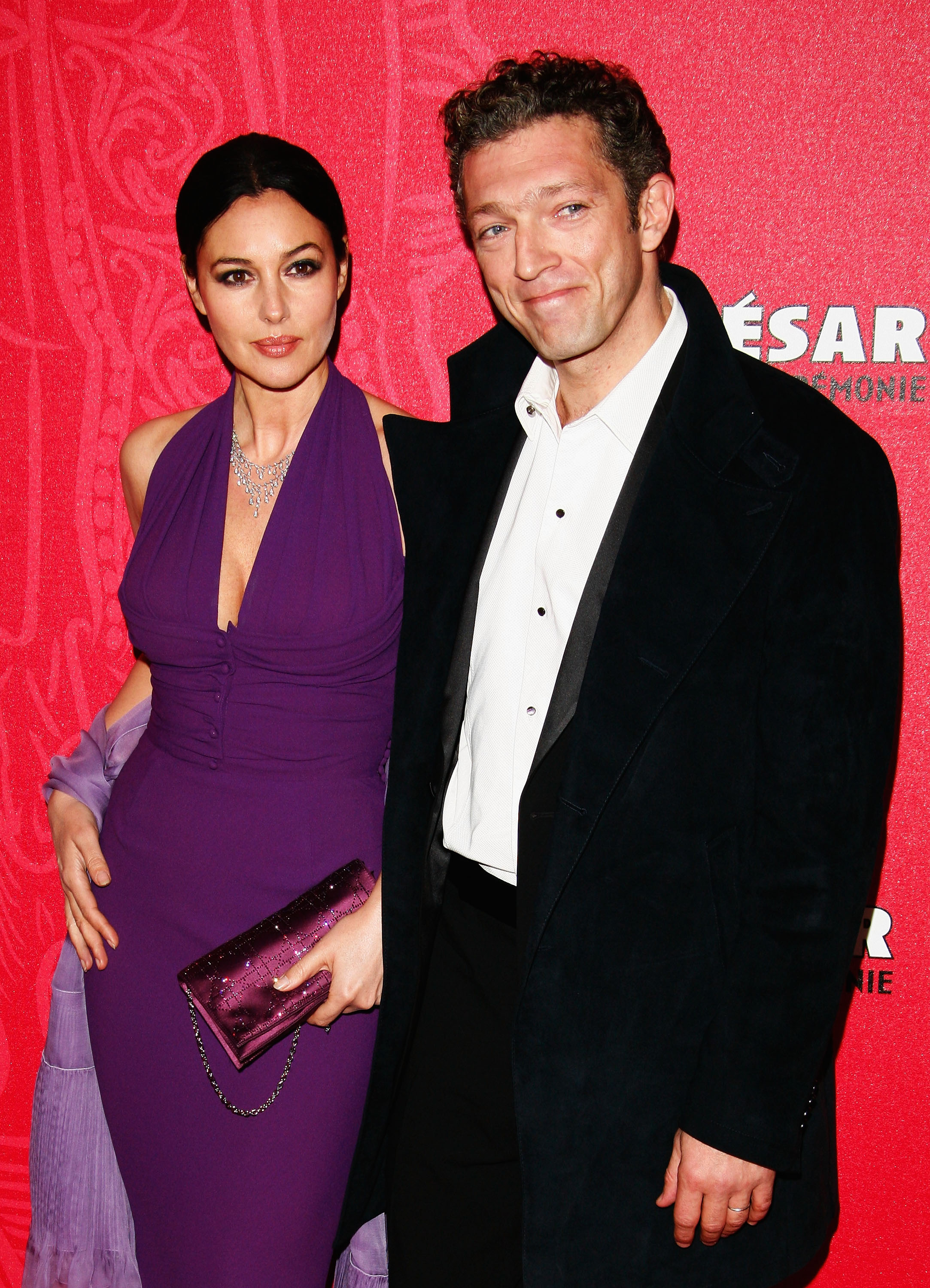 Monica Bellucci and Vincent Cassel pose as they arrive at the Cesar Film Awards 2009 at the Theatre du Chatelet on February 27, 2009, in Paris, France | Source: Getty Imags