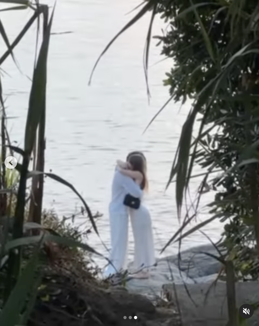 Dylan Jagger Lee and Paula Bruss share a hug, as seen in a video dated July 6, 2024 | Source: Instagram/babybruss