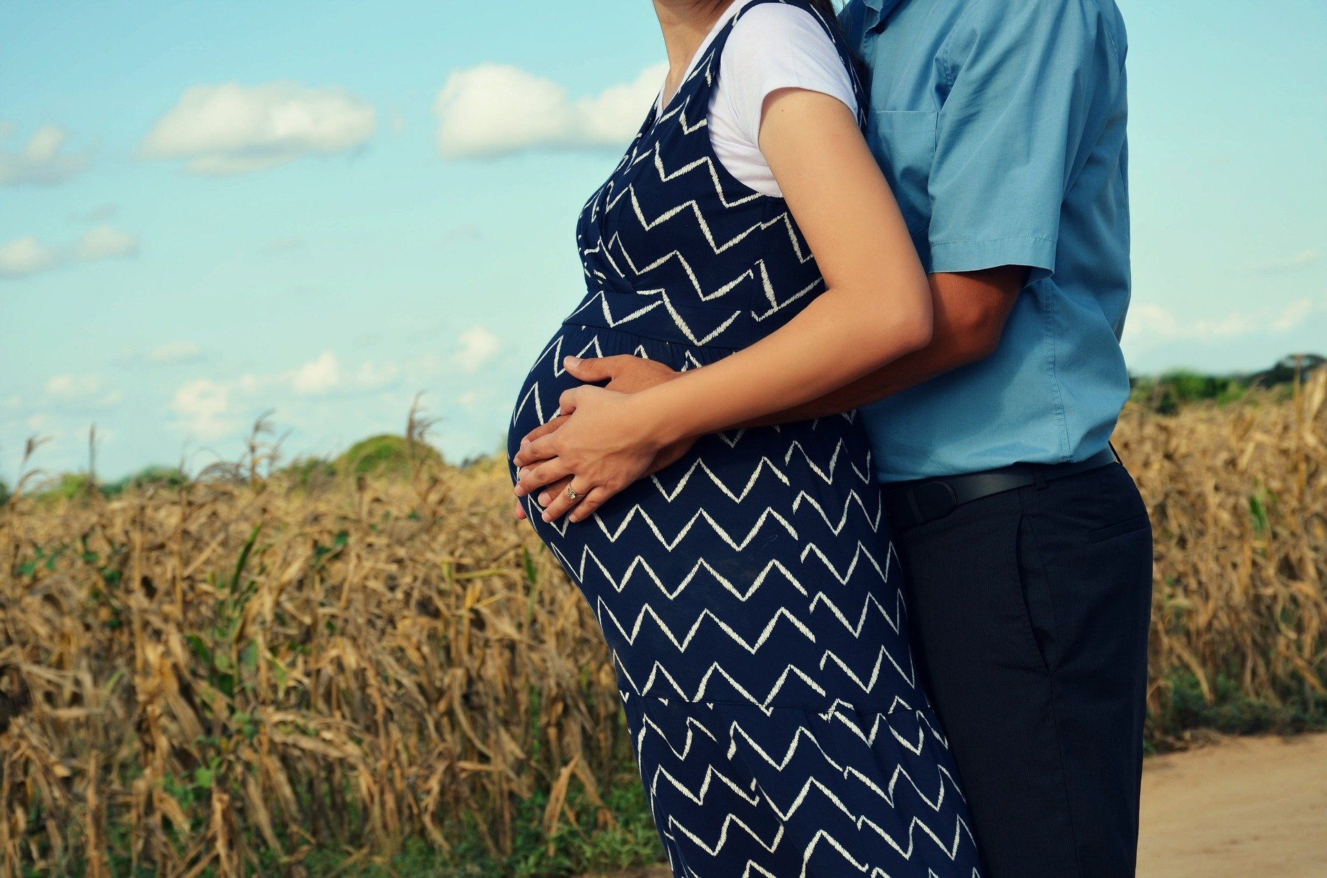 A pregnant couple standing outdoors. | Source: Pixabay. 