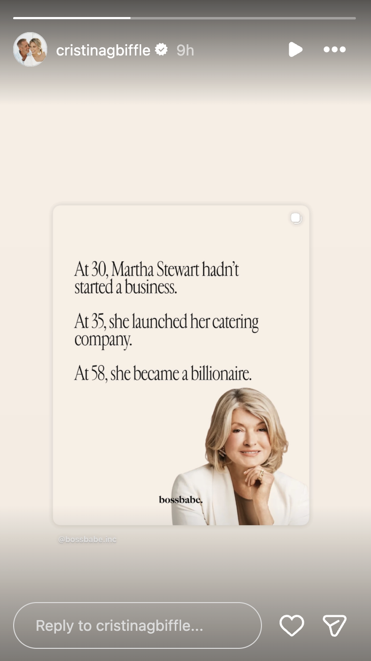 Cristina Biffle's Instagram Story featuring this motivational quote was shared just hours before the fatal crash | Source: Instagram/cristinagbiffle