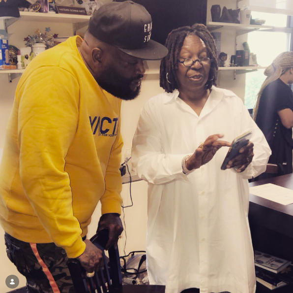 Whoopi Goldberg showing something to Rick Ross, posted on February 6, 2020. | Source: Instagram/richforever