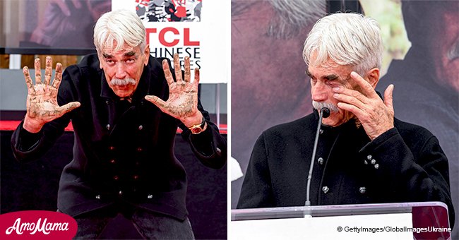 Sam Elliott wiped away a tear during his emotional speech at imprint ceremony