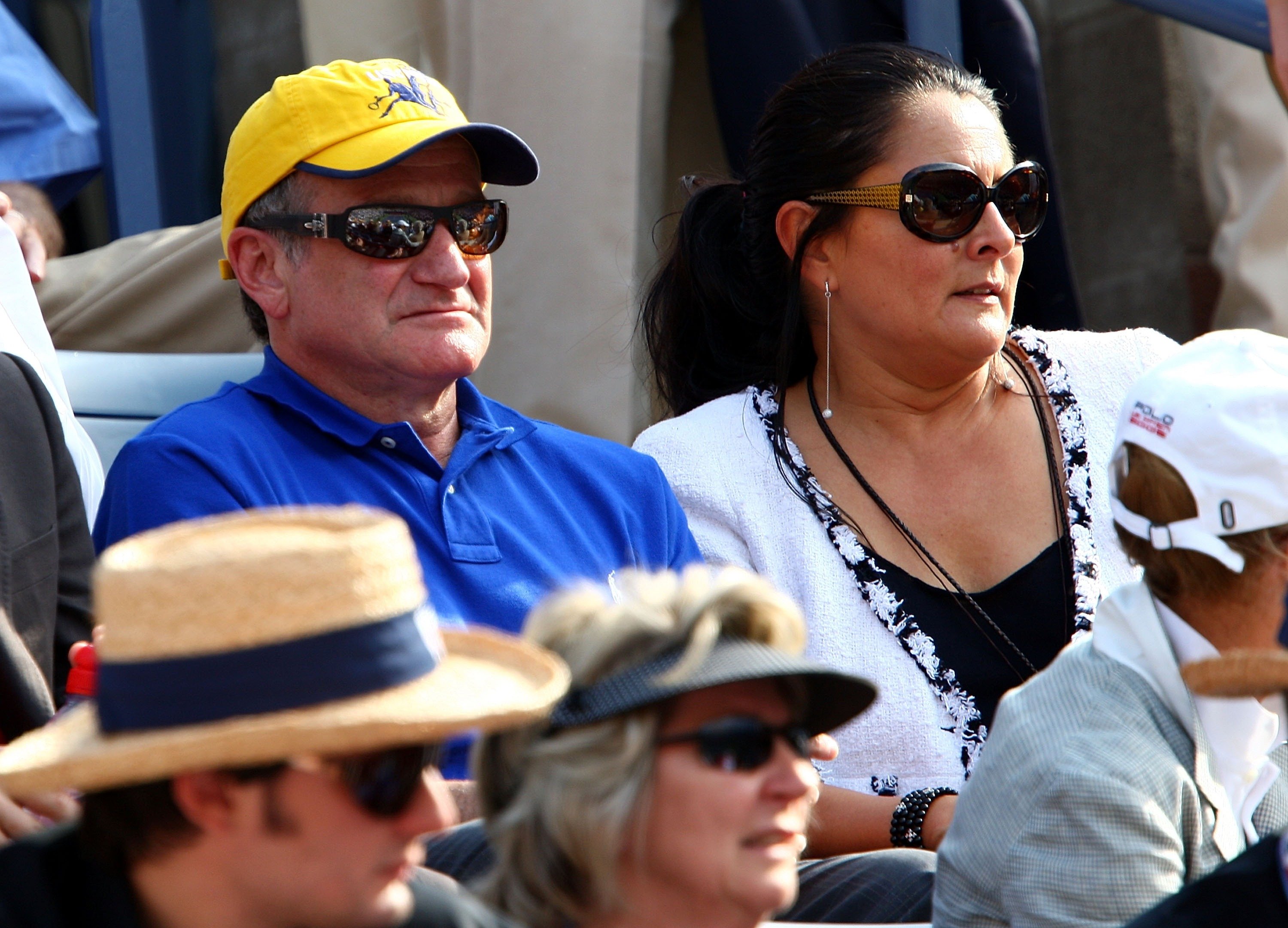Robin Williams y su esposa Marsha Garces en el Estadio Arthur Ashe en el Centro Nacional de Tenis Billie Jean King, el 9 de septiembre de 2007 en Nueva York. | Foto: Getty Images