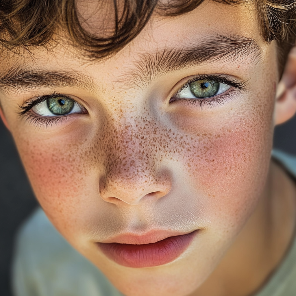 Close up of a young boy | Source: Midjourney