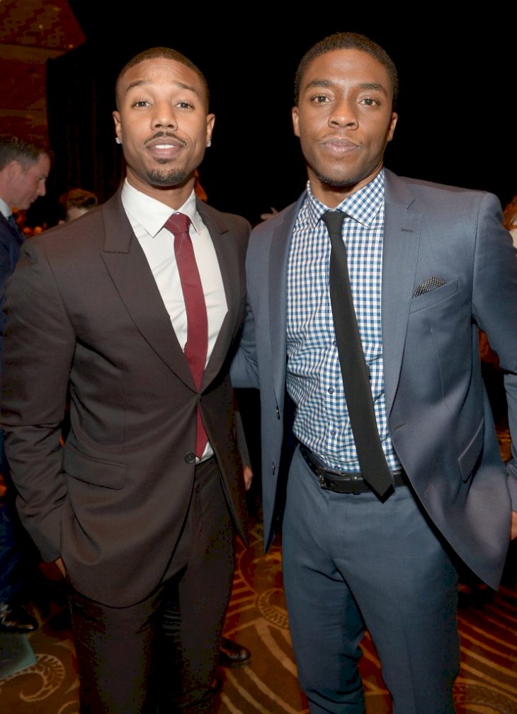 LAS VEGAS, NV - MARCH 27: Actors Michael B. Jordan (L) and Chadwick Boseman attend The CinemaCon Big Screen Achievement Awards brought to you by The Coca-Cola Company during CinemaCon, the official convention of the National Association of Theatre Owners, at The Colosseum at Caesars Palace on March 27, 2014 in Las Vegas, Nevada. (Photo by Charley Gallay/Getty Images for CinemaCon)