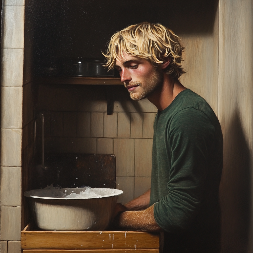 A man washing dishes | Source: Midjourney