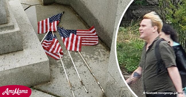 Man wanted for urinating on veteran flags at a war memorial