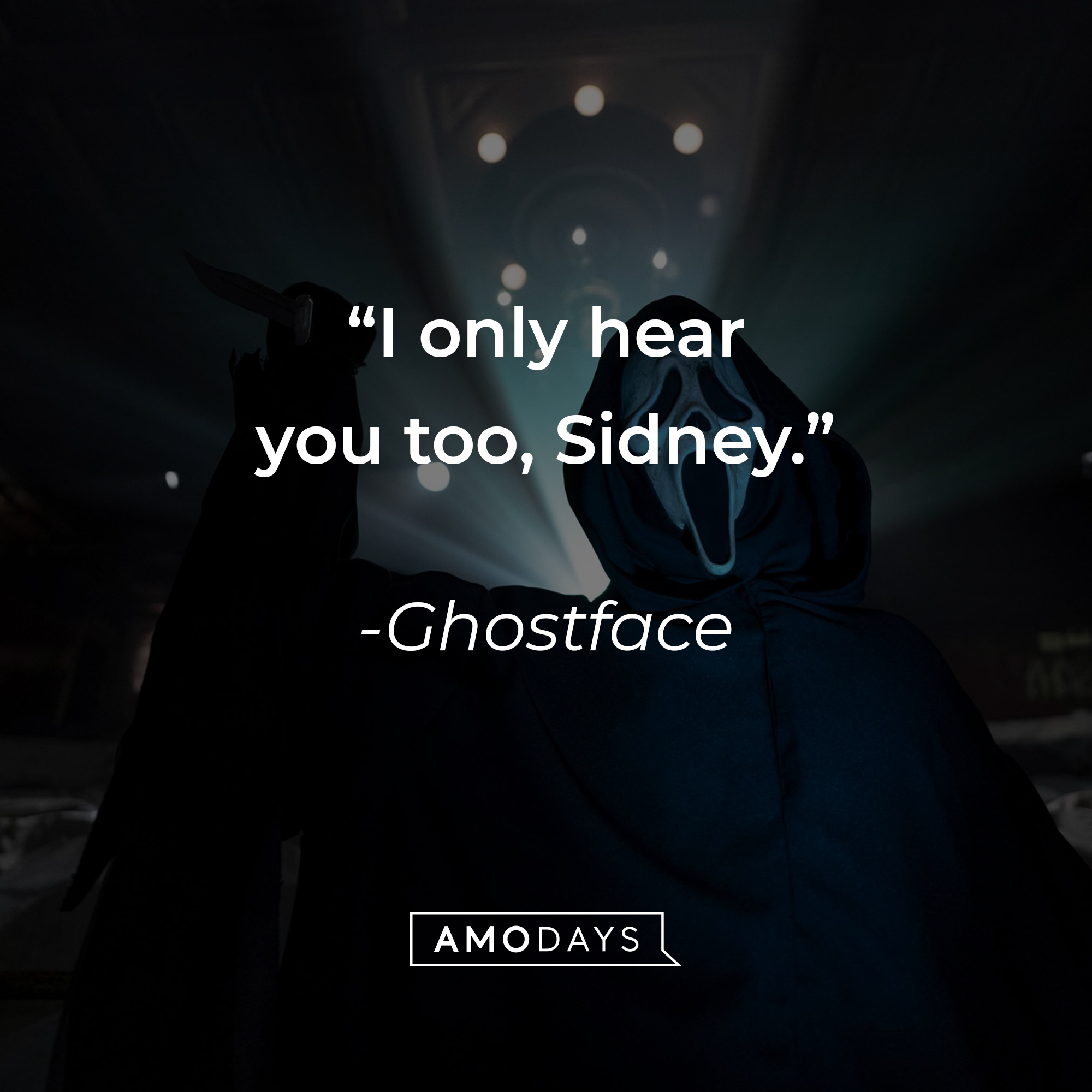 Ghostface with his quote, "I only hear you too, Sidney." | Source: Facebook/ScreamMovies