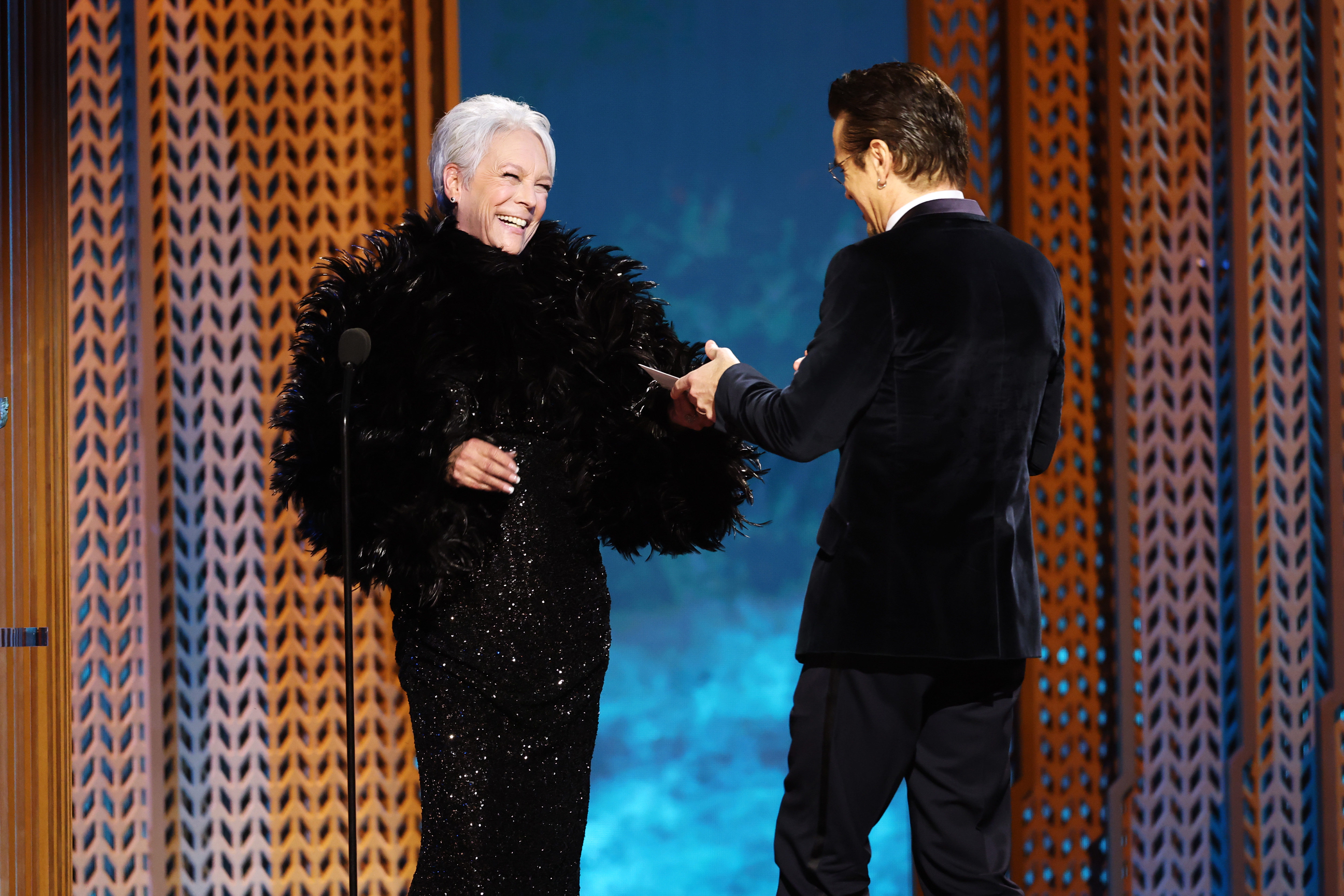 Colin Farrell and Jamie Lee Curtis during the 31st Annual Screen Actors Guild Awards at Shrine Auditorium and Expo Hall on February 23, 2025, in Los Angeles, California | Source: Getty Images