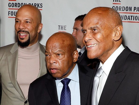 Common, John Lewis, and Harry Belafonte attend the 2017 Gordon Parks Foundation Annual Gala at Cipriani 42nd Street on June 6, 2017 | Photo: Getty Images