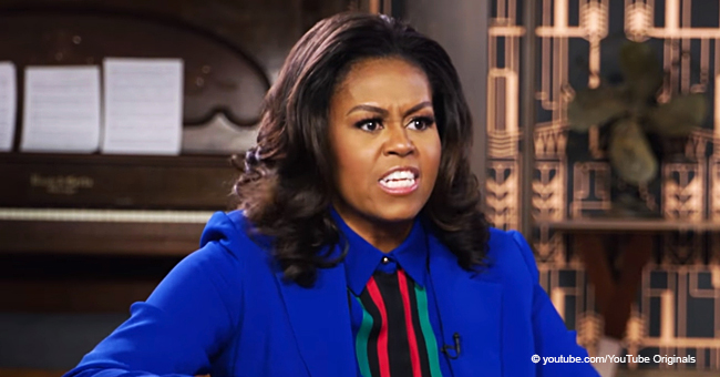 Michelle Obama Looks Radiant in a Stripy Blue Pantsuit While Discussing Her Marriage to Barack