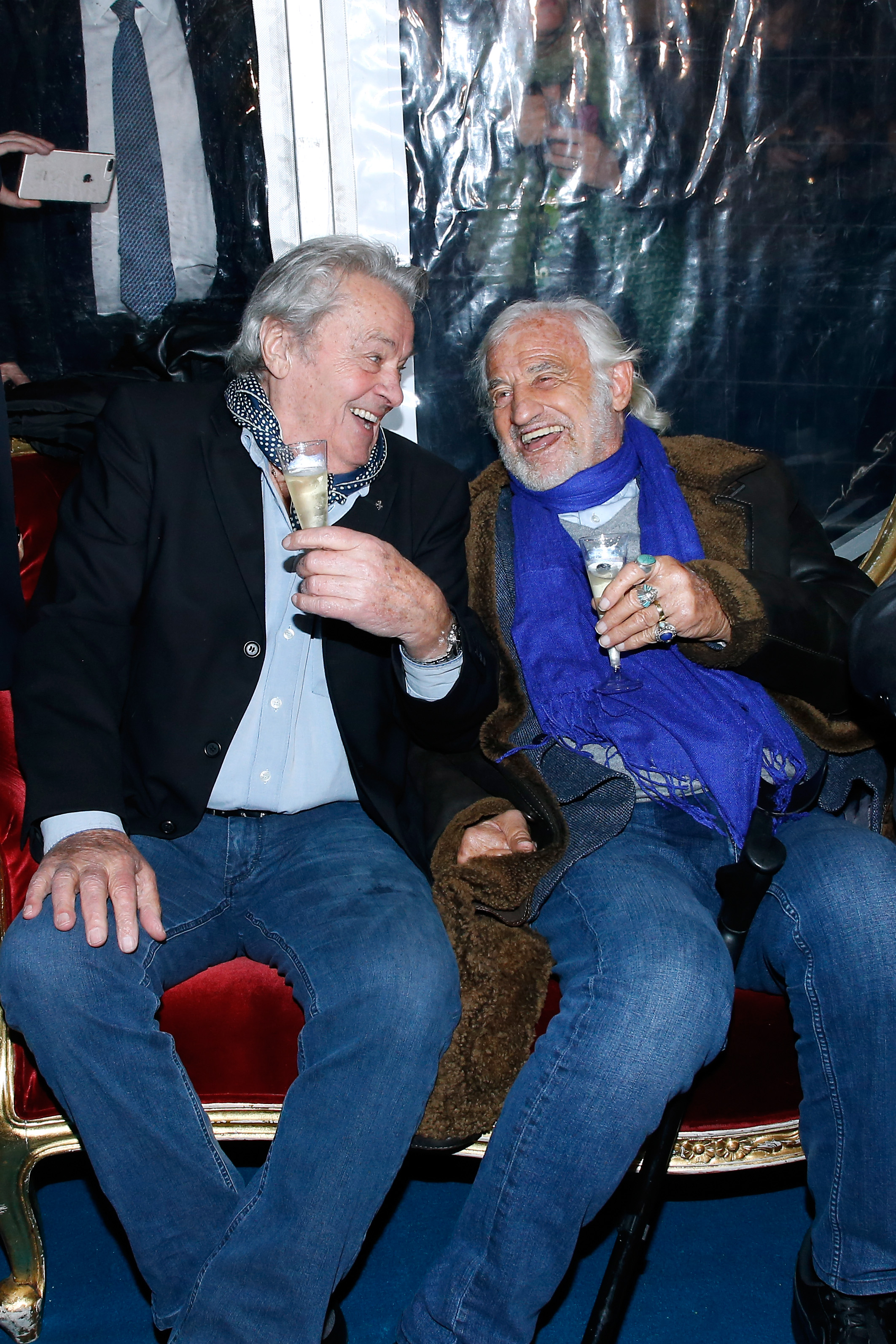 Alain Delon and Jean-Paul Belmondo at the opening ceremony of "La Grande Roue de Paris" on November 17, 2017 in Paris, France. | Source: Getty Images