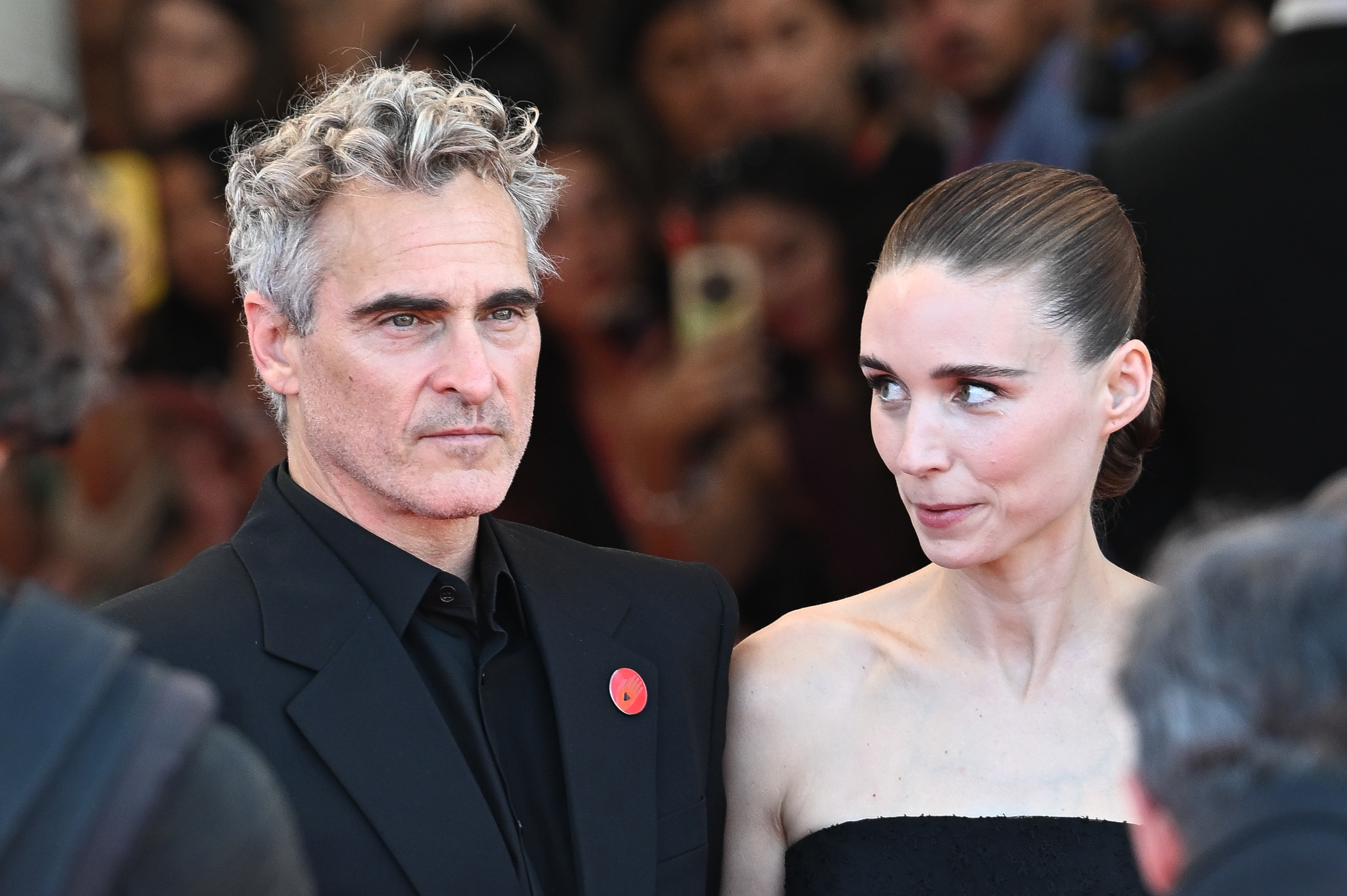 Joaquin Phoenix and Rooney Mara at "The Voice of Hind Rajab" red carpet during the 82nd Venice International Film Festival on September 3, 2025, in Italy. | Source: Getty Images