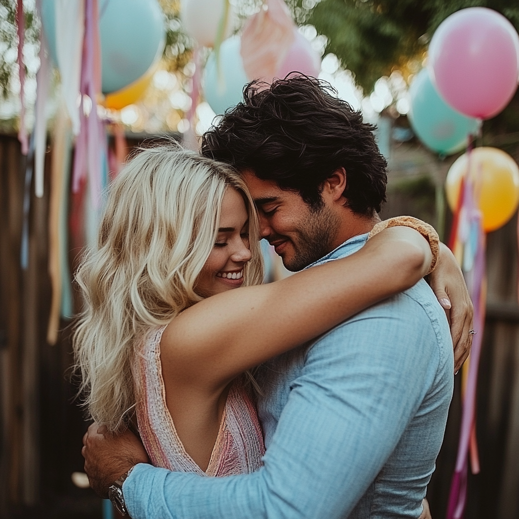 A woman hugging a man | Source: Midjourney