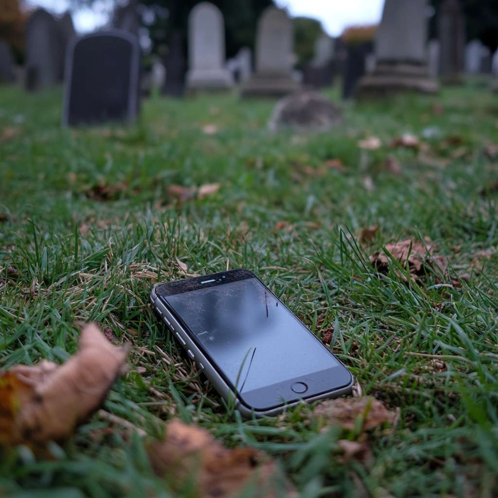 A phone in the grass | Source: Midjourney