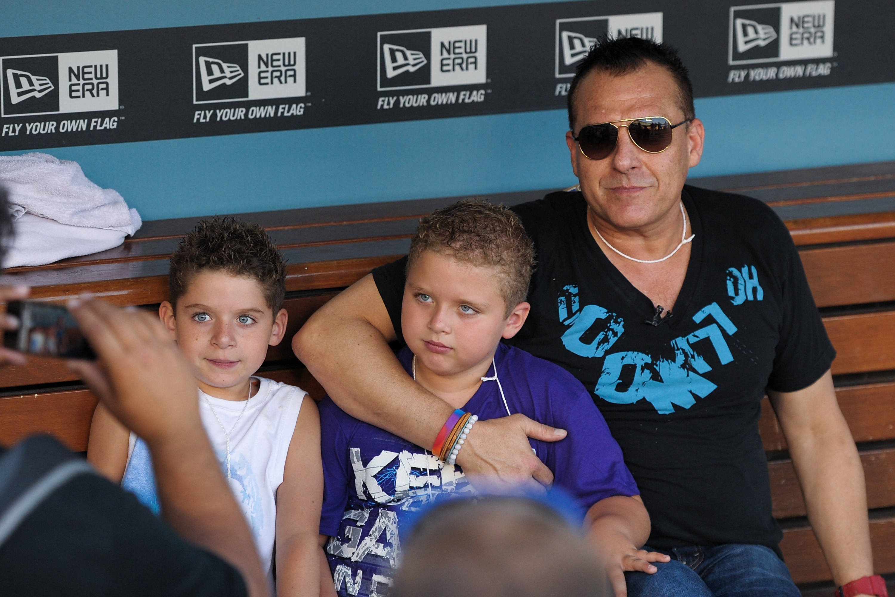 Jagger Sizemore, Jayden Sizemore and Tom Sizemore are sighted at a Los Angeles Dodger vs San Franscico Giants game at Dodger Stadium on August 21, 2012 in Los Angeles, California | Source: Getty Images