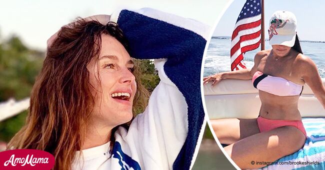 Brooke Shields Shows Off Her Toned Belly Wearing A Two Piece Swimwear In Her Recent Photos