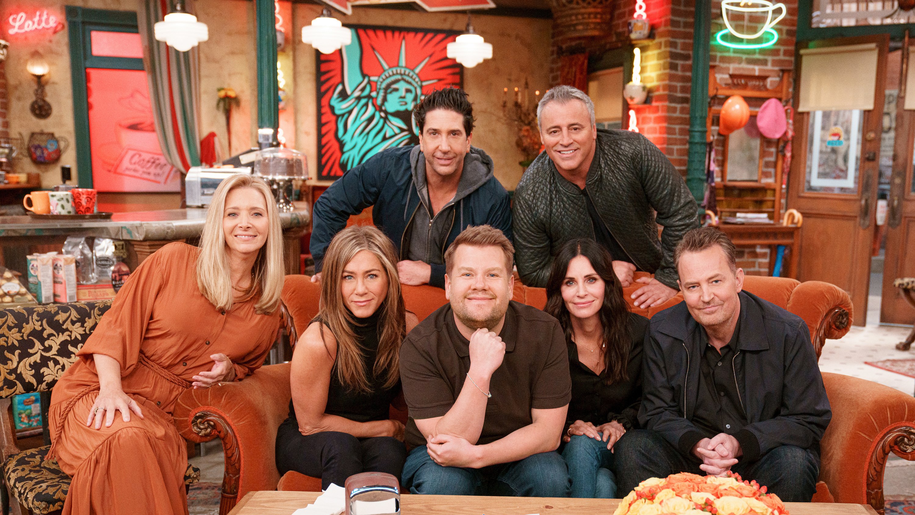 Lisa Kudrow, Jennifer Aniston, Courteney Cox, David Schwimmer, Matt LeBlanc, and Matthew Perry join James Corden for a Friends Reunion Special during "The Late Late Show with James Corden" | Photo: Terence Patrick/CBS via Getty Images