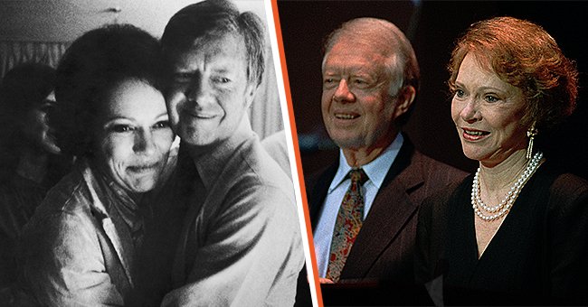 A side-by-side photo of former President Jimmy Carter and Rosalynn Carter from years ago and recently. | Source: Getty Images