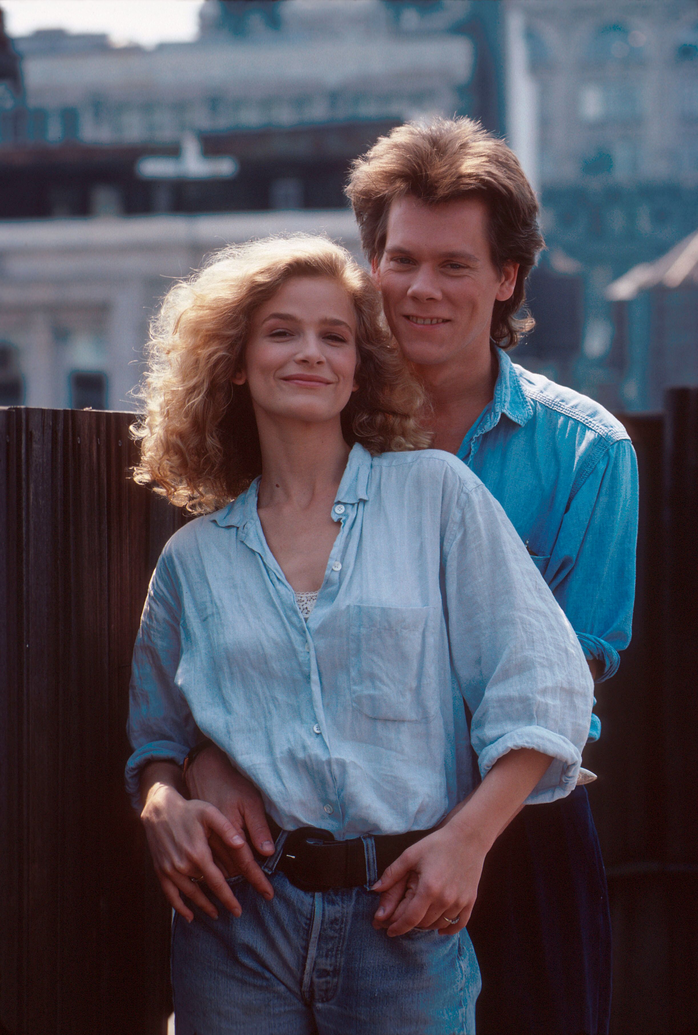 Kevin Bacon with Kyra Sedgwick on photo shoot in New York in 1988 | Getty Images
