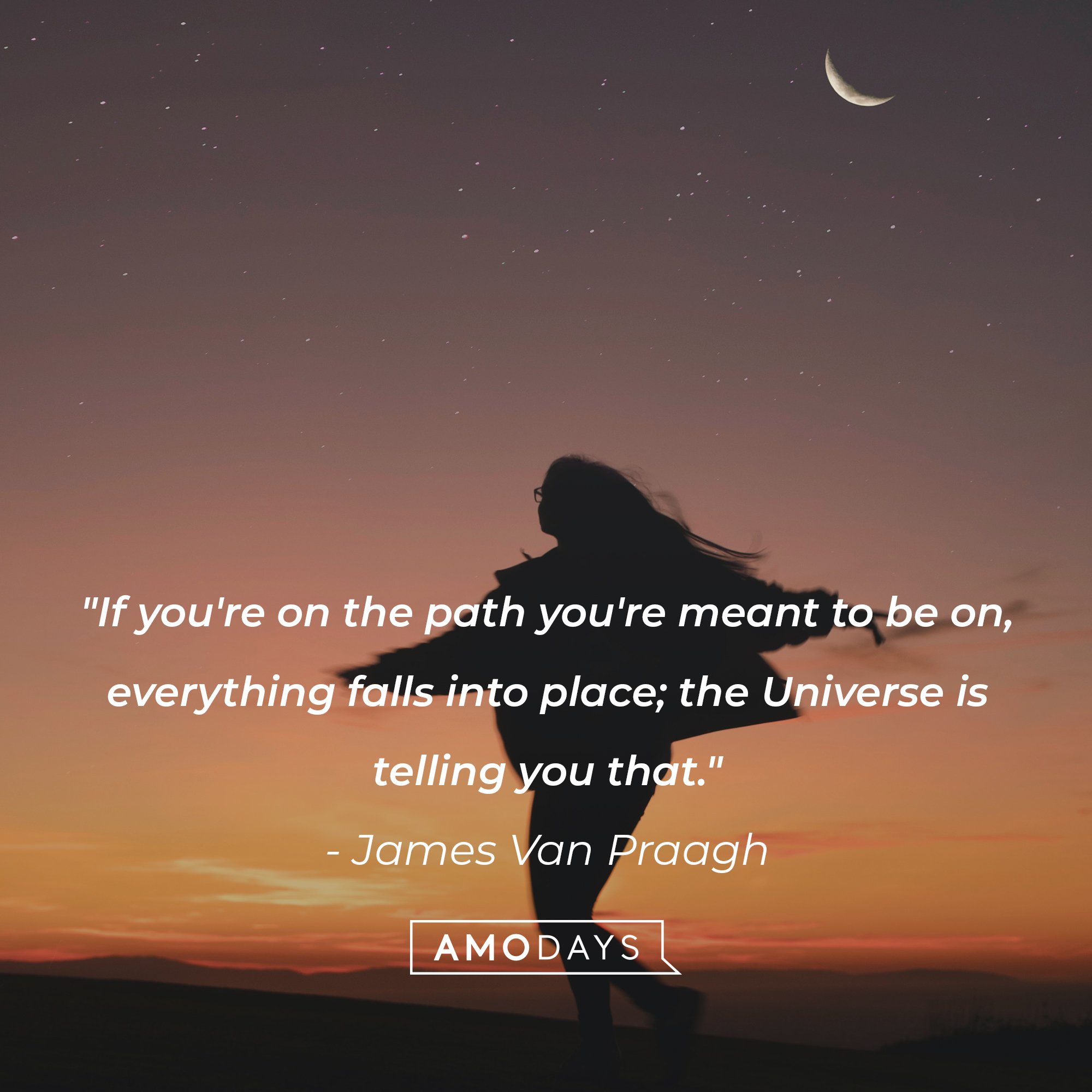  James Van Praagh’s quote: "If you're on the path you're meant to be on, everything falls into place; the Universe is telling you that." | Image: AmoDays 