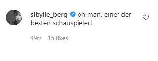Sibylle Bergs Kommentar unter Akins Widmung für Ünel | Quelle:https:instagram.com/fatih_bombero/