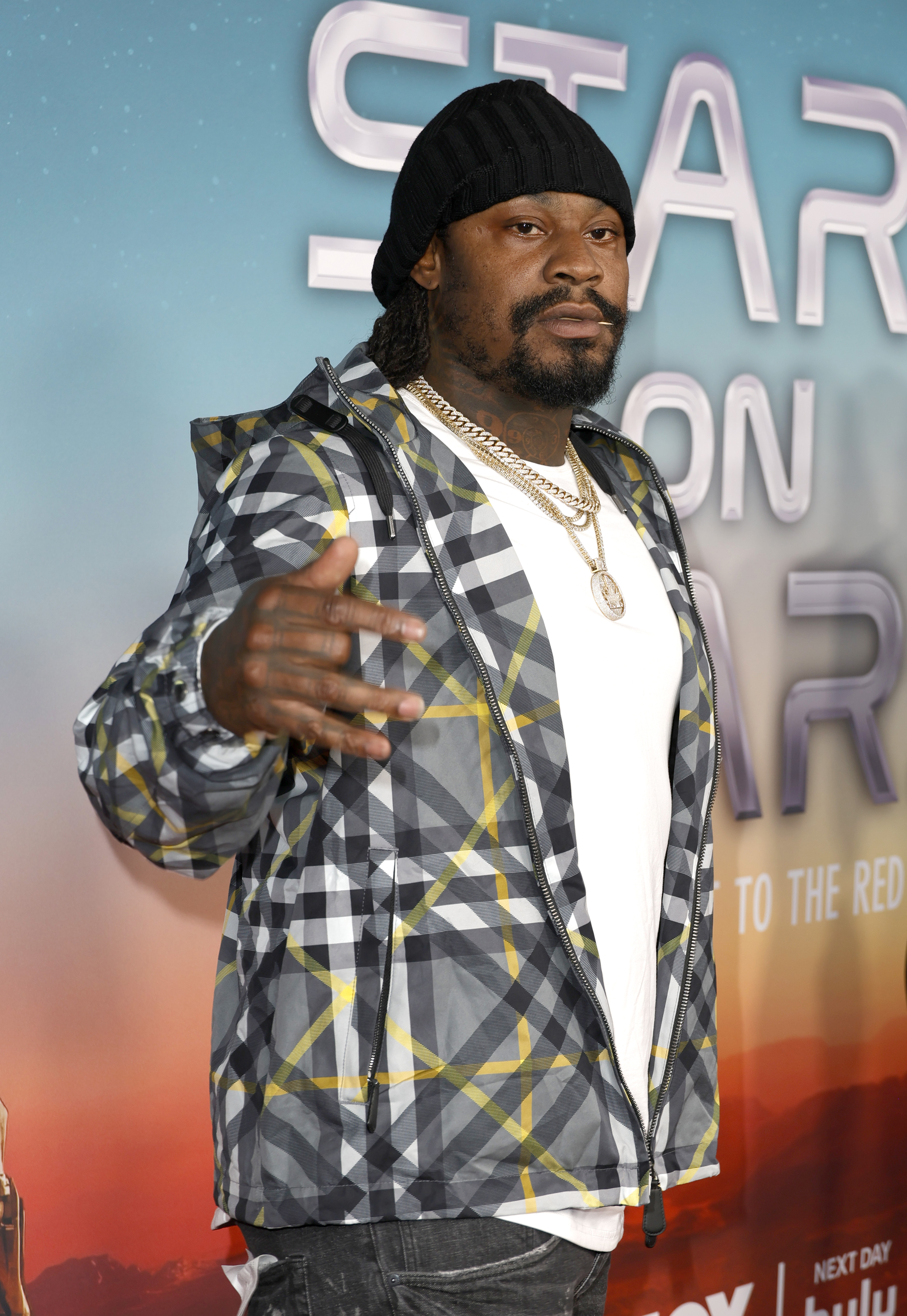 Marshawn Lynch at FOX's Stars On Mars "The Mars Bar" VIP red carpet press preview on June 1, 2023, in Hollywood, California. | Source: Getty Images