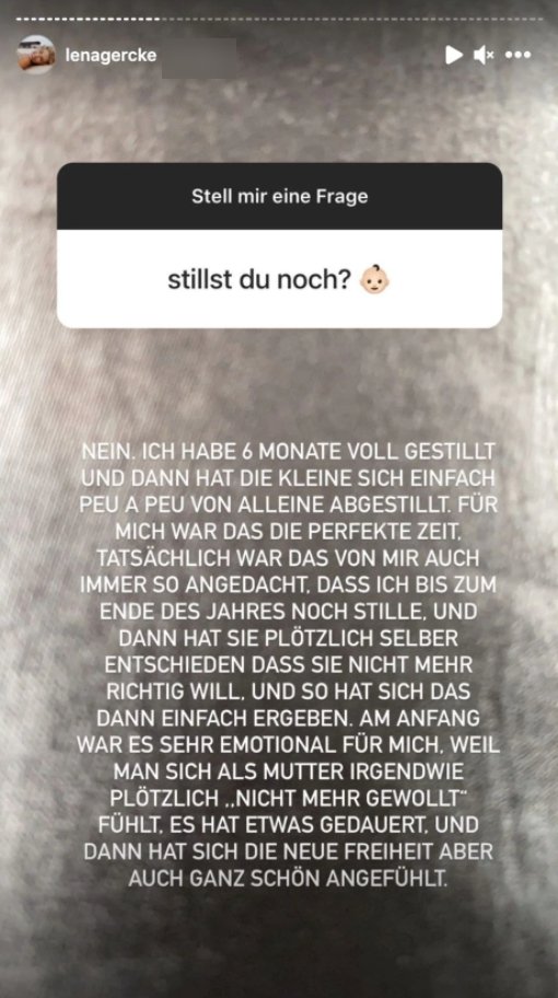 Lena Gercke schreibt in ihrer Instagram-Story über ihr Stillen. I Quelle: instagram.com/lenagercke