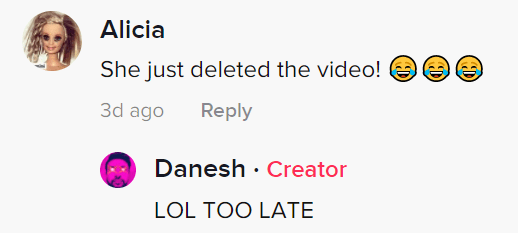Danesh replying to a comment on one of his TikTok posts. │Source: tiktok.com/thatdaneshguy
