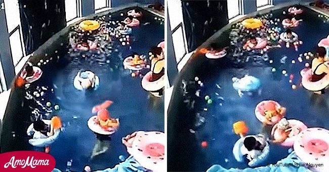 Toddler goes underwater for two minutes when his swimming ring flips over