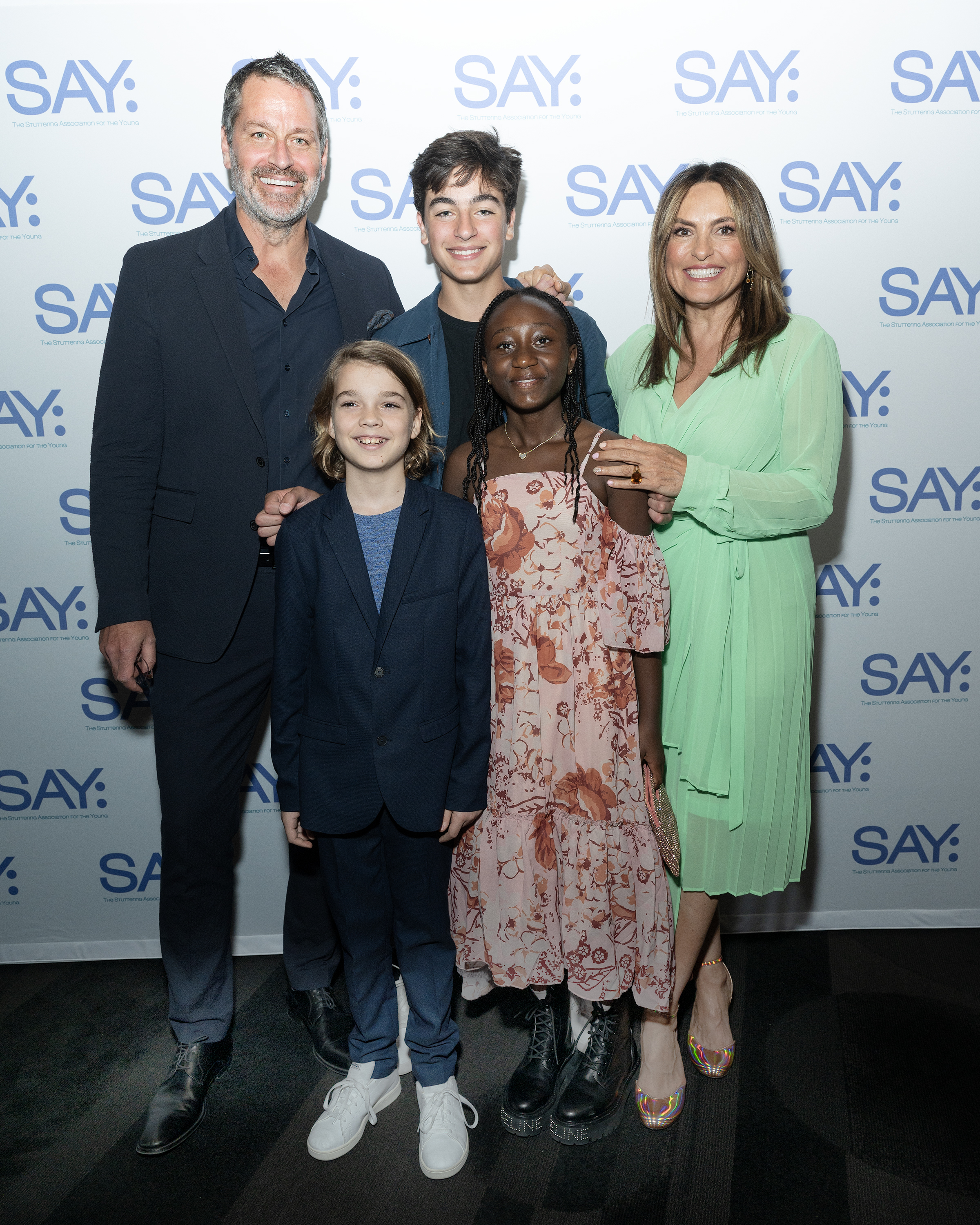 Peter Hermann, Mariska Hargitay, August Miklos Friedrich Hermann, Andrew Nicolas Hargitay Hermann, and Amaya Josephine Hermann in New York City on May 22, 2023 | Source: Getty Images