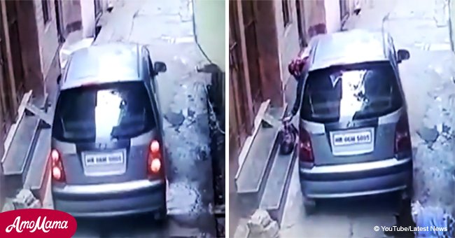 Mother abandoning her baby caught on CCTV camera