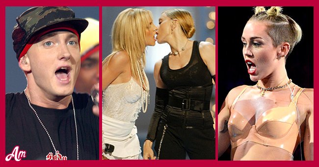 Pictures of Eminem, Britney Spears, Madonna and Miley Cyrus | Photo: Getty Images