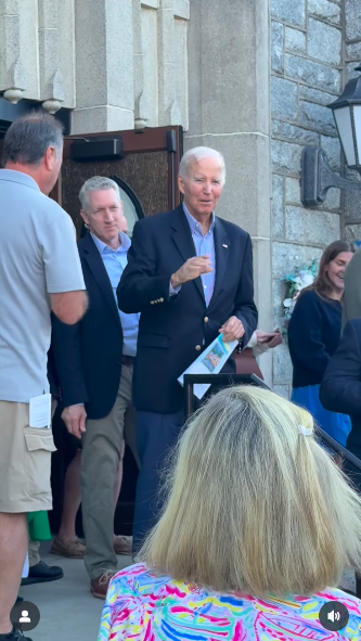 Joe Biden spotted exiting a church during Labor Day weekend, posted on August 31, 2025. | Source: Instagramfredkargar