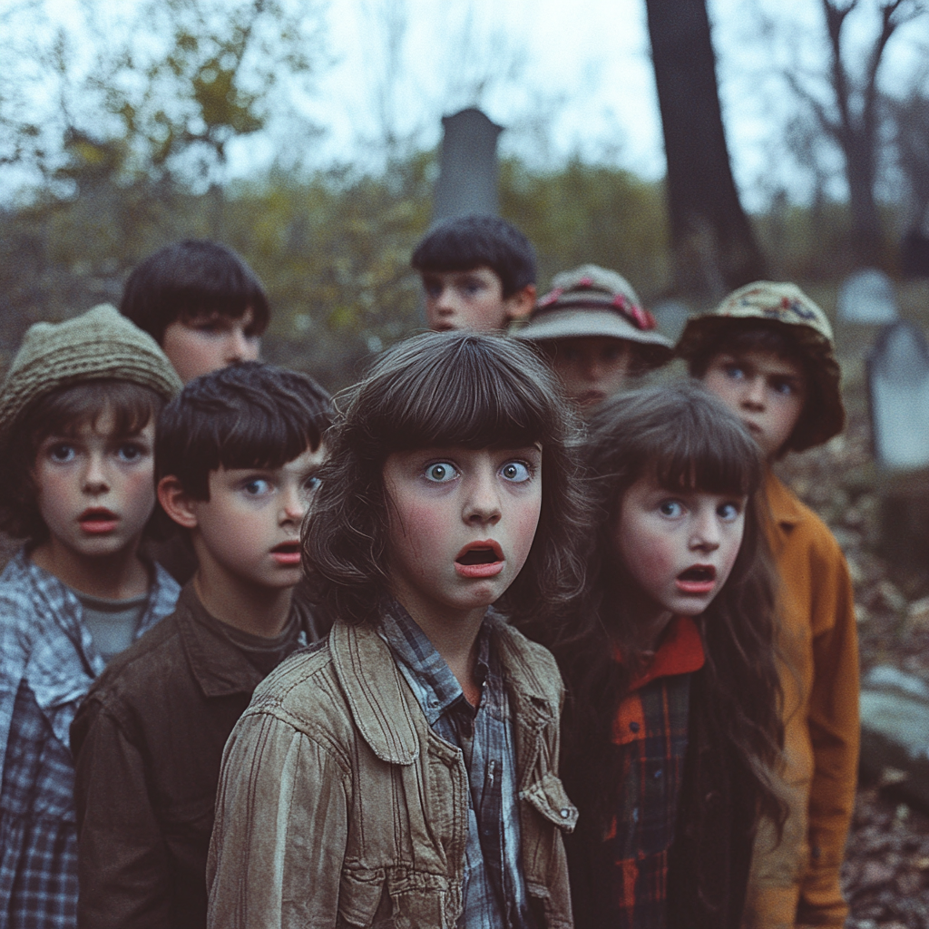 The neighborhood children looking shocked | Source: Midjourney