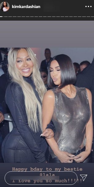 Photo of La La Anthony and Kim Kardashian at an event on Kim Kardashian's Instagram story | Photo: Instagram / kimkardashian