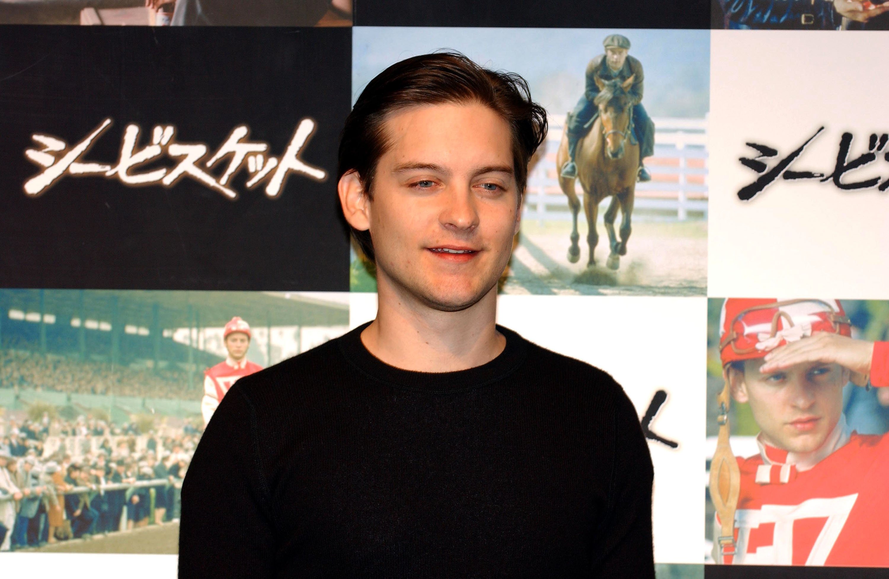 Tobey Maguire attends "Seabiscuit" press conference in Japan Park Hyatt Tokyo on January 13, 2004, in Tokyo, Japan. | Source: Getty Images