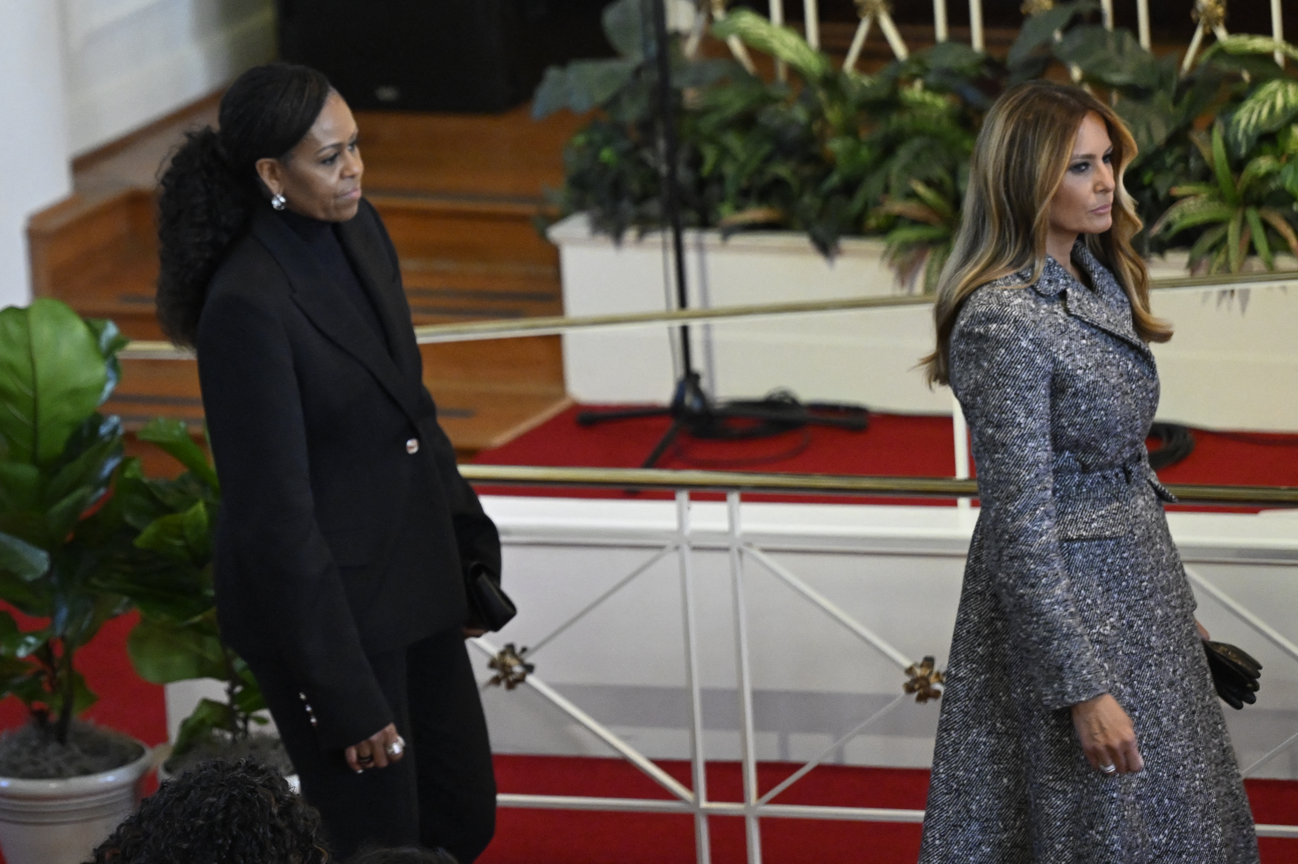 Former U.S. First Ladies Michelle Obama and Melania Trump at former U.S First Lady Rosalynn Carter's tribute service in Atlanta, Georgia on November 28, 2023 | Source: Getty Images